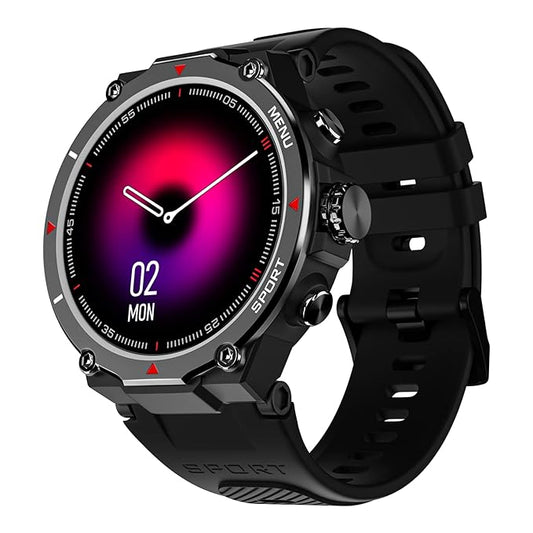 Noise Force Rugged & Sporty 1.32" Bluetooth Calling Smart Watch, 550 NITS, 7 Days Battery, AI Voice Assistance, Smart Watch for Men (Jet Black)