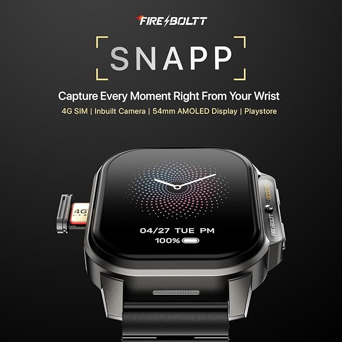 Fire-Boltt Dream WristPhone - 4G SIM/LTE/WiFi, Bluetooth Android OS, Play store unlimited apps, GPS Smartwatch  (Midnight Steel Strap, Free Size)