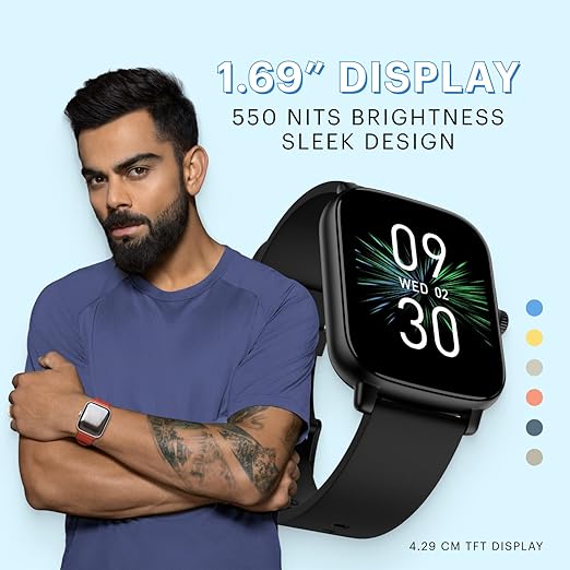 Noise Vivid Call Bluetooth Calling Smartwatch with Metallic dial, 550 nits Brightness, AI Voice Assistant, Heart Rate Monitoring, 7 Days Battery & 100+ watchfaces (Jet Black)