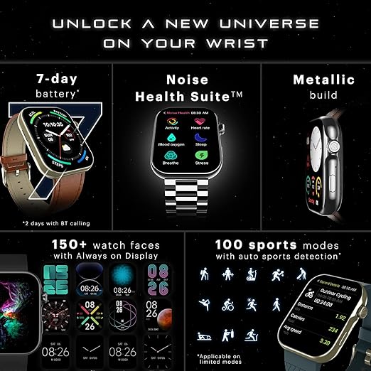 Noise ColorFit Ultra 3 Bluetooth Calling Smart Watch with Biggest 1.96″ AMOLED Display New Smart Watch Classic Black New